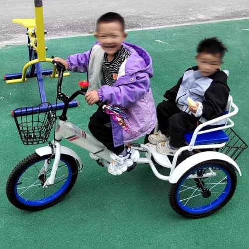 LSQXSS Dreiräder mit Pedalen für Kleinkinder im Alter von 2–10 Jahren, Cruiser-Dreirad, Kettenfahrrad, Tandem-Dreiräder mit Rücksitz, Kinder-Dreiräder mit Einzelbremse, Dreiräder, Speichenräder – Bild 4