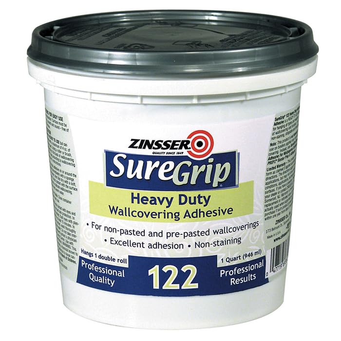 6-Pack of 1 qt Zinsser 69384 Clear SureGrip Heavy Duty Strippable Wallcovering Adhesive