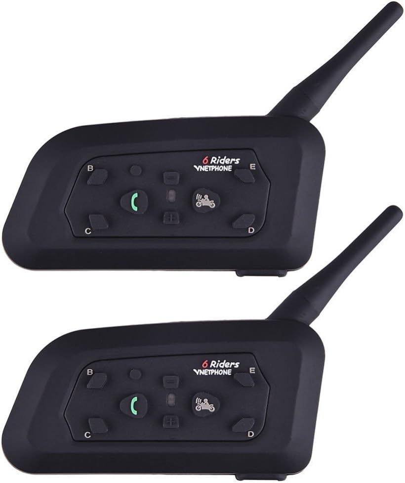 Helmet Wireless Bluetooth Intercom High-Power Headset 6 Riders 1200m Waterproof Interphone 2 Pack
