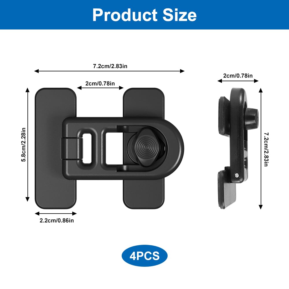 4 Pièces Serrure de Porte de Réfrigérateur de Sécurité Enfant Placard Noir, Securite Fenetre Enfant, Cadenas Frigo, Bloque Porte Frigo, Fermeture Placard Bebe pour Cuisine Four Tiroir