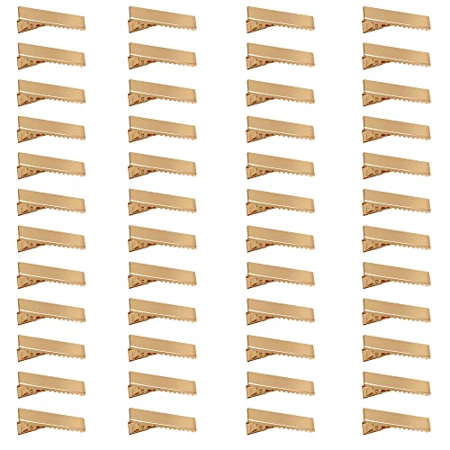 50 Pinzas de Pelo Caimán Doradas 3.5 cm miniatura 1