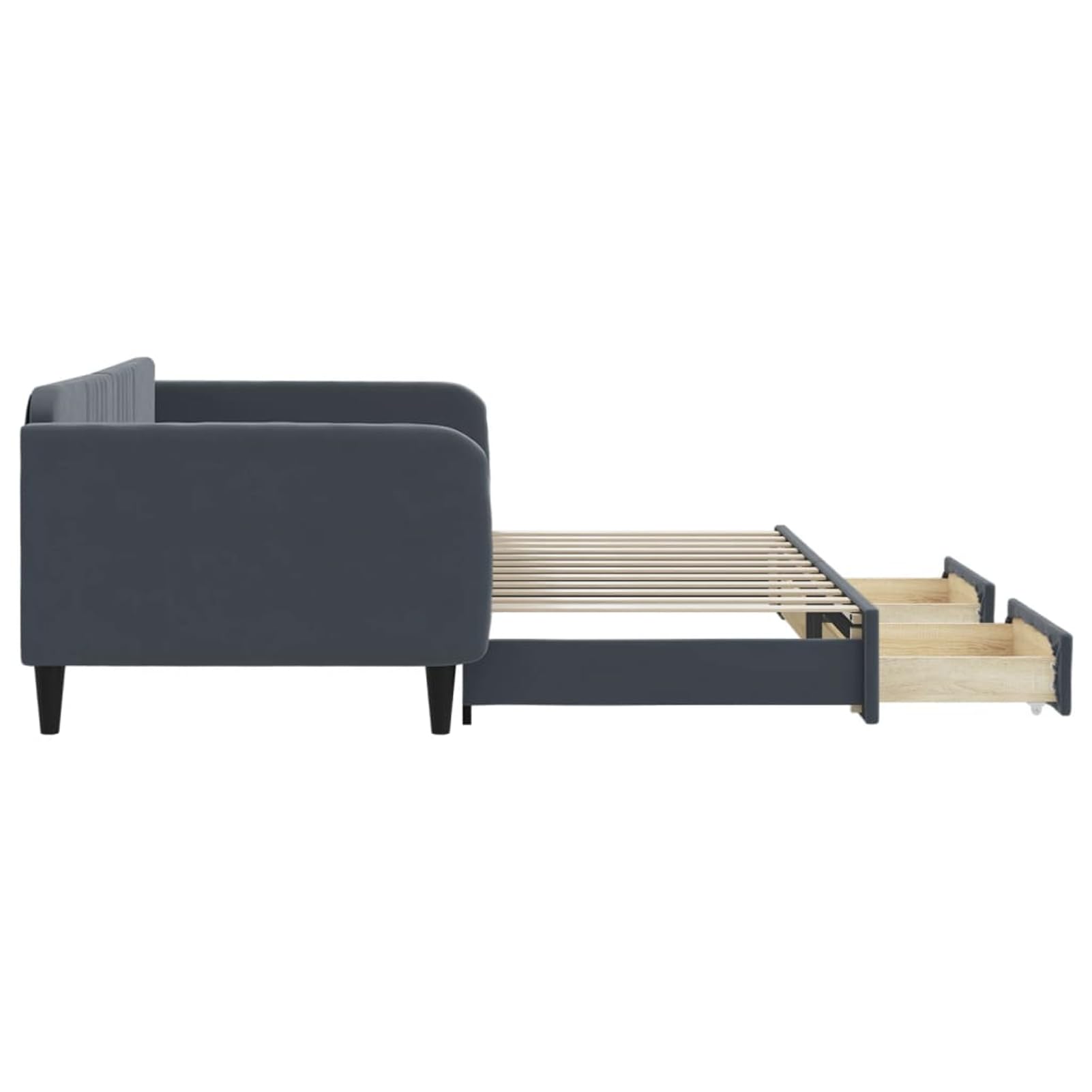 ATOMSTACK MAKER Divano letto pieghevole 2 in 1 con 2 cassetti portaoggetti, rivestito in velluto grigio scuro, 223 x 110 x 75 cm, ideale per gli ospiti, materassi non inclusi