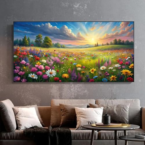 Toile lever de soleil et douceur d'une prairie fleurie chez soi - 4