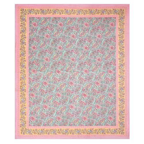 Image of elanorhomes 240 TC Cotton Single Size Bedsheet 60x90 inches with 1 Pillow Cover | Hand Printed | Ultra-Soft & Skin-Safe | Breathable Summer Comfort (Petal Symphony)
