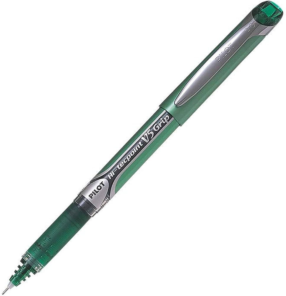 Pilot Hi-Tecpoint V5 Grip Green Rollerball Pen (Pack of 12 Pcs)