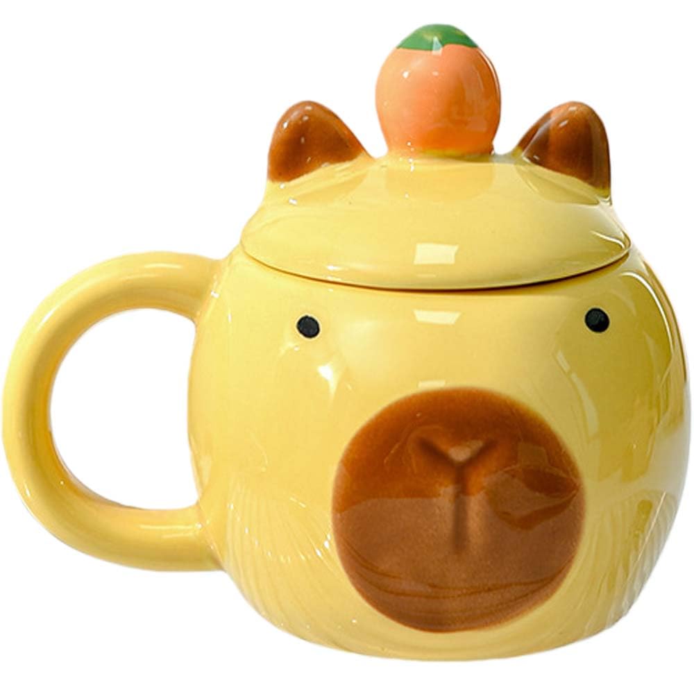 ZONSUSE Capybara Kopf Tasse, 3D Capybara Keramikbecher, Lustige Tier Kaffeetasse, Niedlicher Capybara Becher für Kaffee, Tee, Kakao, Geschenk für Freunde, Familie 425ml (Capybara-Kopf Gelb)