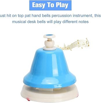 Desk Bells, 8 Notes Diatonic Metal Hand Bells, Rainbow Music Bells, Musical Learning Teaching Percussion Instrument