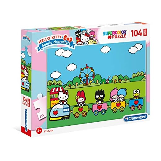 Clementoni - 23742 - Supercolor pussel - Hello Kitty - 104 maxi-bitar - Tillverkad i Italien - pussel barn 4+