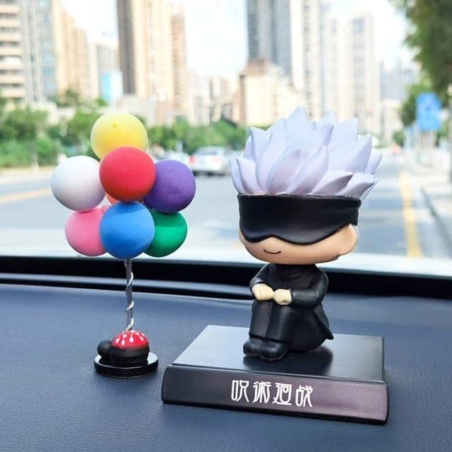 Image of Awestuffs Phone Holder Bobblehead Action Figure for Car Dashboard, Office Desk & Study Table (Pack of 1) (Satoru Gojo Sitting)