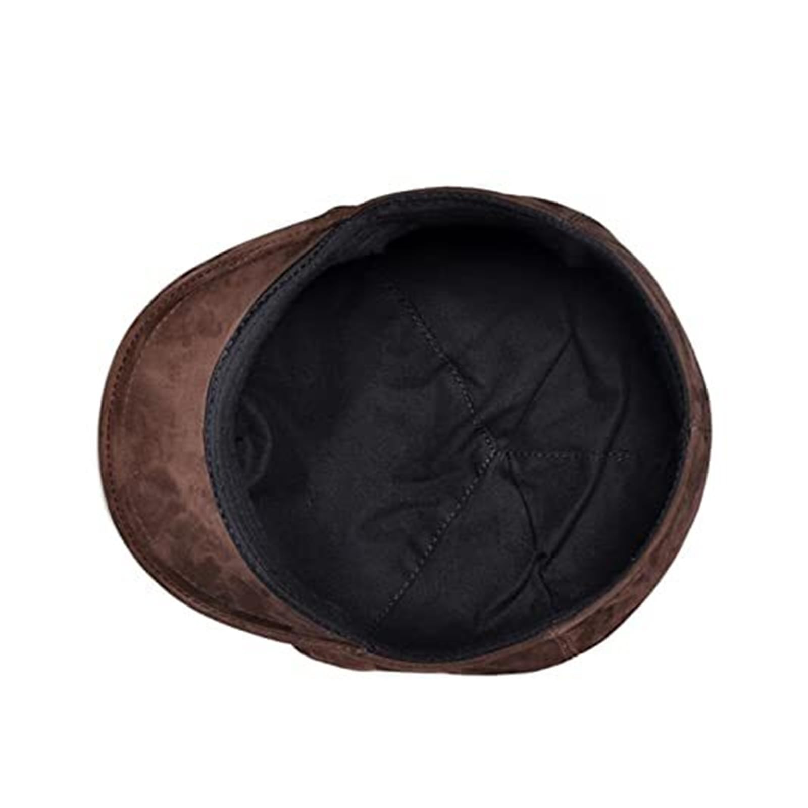 Men's Real Leather Cabbie Hat Fashion Newsboy Cap - Flat (Coffee, Large)(X-Large; Black)