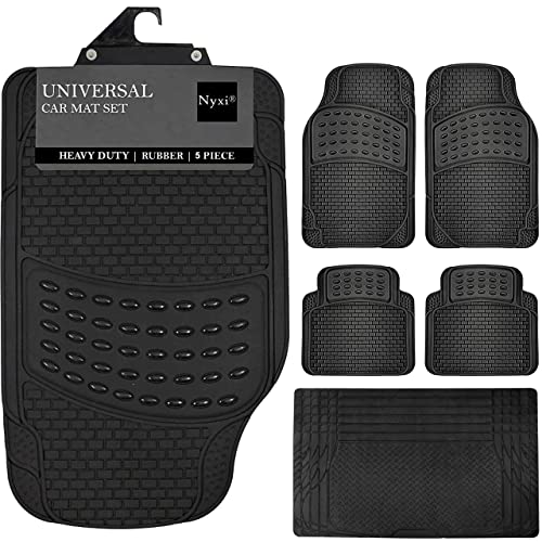 Nyxi 5 Piece Rubber Boot Mat (Front + Rear + Boot Mat 120cm X 80cm) Universal Non-Slip Deep Dish Heavy Duty for Cars SUV Truck and VAN, Water Proof, All Weather