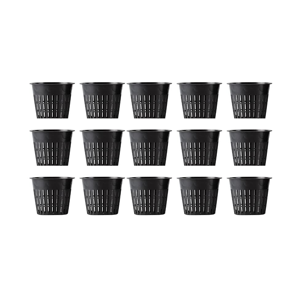 RURAL GROW Mesh Net Cup 3 Inch 15-Pack Heavy Duty Nursery Pot Garden Pots for Plants