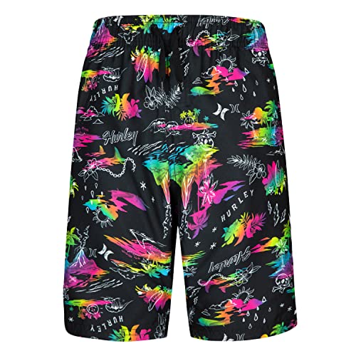 Hurley Pull on Swim Trunks, Black Doodle, Small US