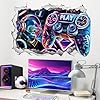 wondever Large 3D Game Wall Stickers Gamer Controller Video Gaming Peel and Stick Wall Art Decals for Boys Bedroom Kids Room Playroom #3