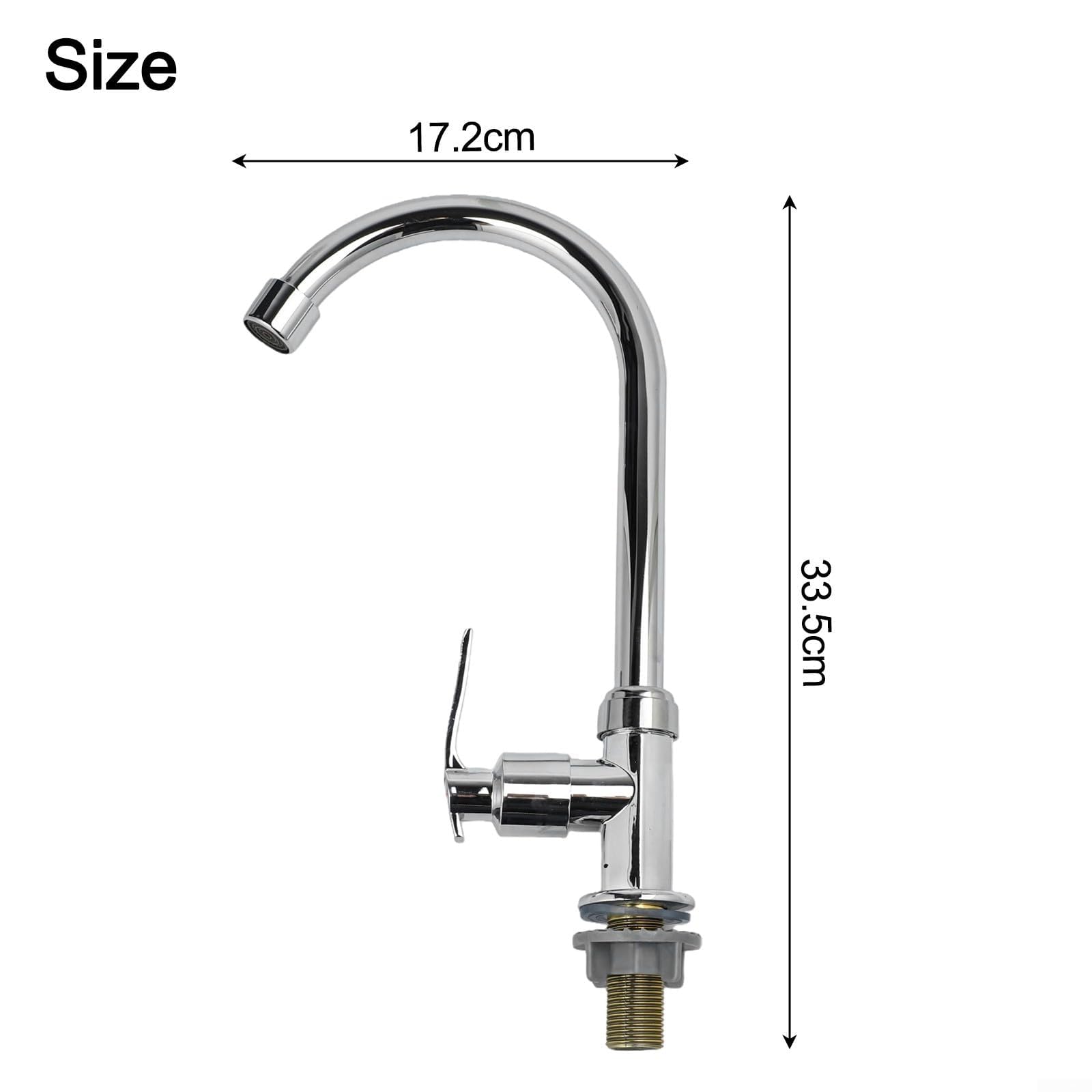 Rubinetto monocomando per acqua fredda per lavello da cucina, miscelatore in acciaio per lavabo a risparmio idrico, rubinetto a foro singolo di facile installazione per lavanderia, camper, giardino