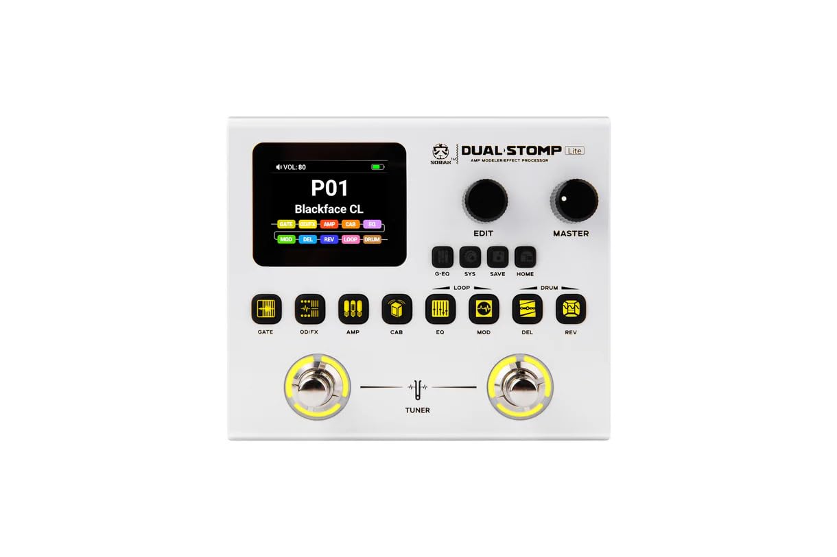 SORAN Dual Stomp Lite Guitar Pedal, Multi Effects Pedal with 125 Effects, 99 Presets, 10 Effect Modules, 100 Drum Rhythms, 40s Looper, 20 IR/NAM Slots, USB Audio Interface, Wireless Control-image-7