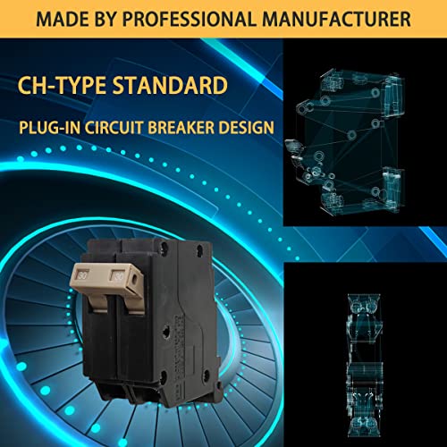 Ch230 2-Pole 30-Amp Circuit Breaker, Type Ch 3/4-Inch Plug-On Molded Case Circuit Breaker, Thermal Magnetic Protection, 10 Kaic, 120/240V, Fit For Cutler Hammer Load Centers (3 Years Warranty) #TOP4