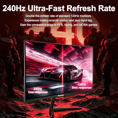 Image of Gawfolk 32 inch Curved Gaming Monitor 240Hz, 1800R Full HD 1080P Computer Monitor VA Panel, PC Screen with Freesync and Eye Care Technology, Wall Mountable
