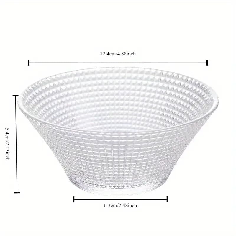 Image of WRINGO Glass Bowl for Kitchen Prep, Dessert, Dips, and Candy Dishes, Cake, Snack Bowl Set of 6 Or Nut Bowls, and Microwave Safe Clear Glass Bowls for Mixing, Storing Size 5 Inch (WR-04), 250 ml