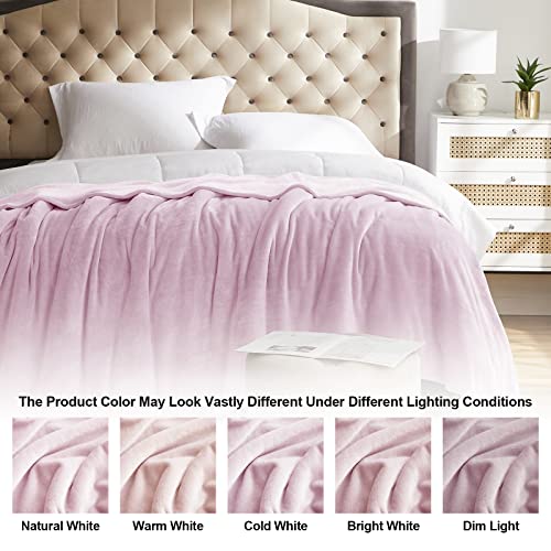Fleece Blanket Twin Size Pink Lightweight Super Soft Cozy Luxury Bed Blanket Microfiber
