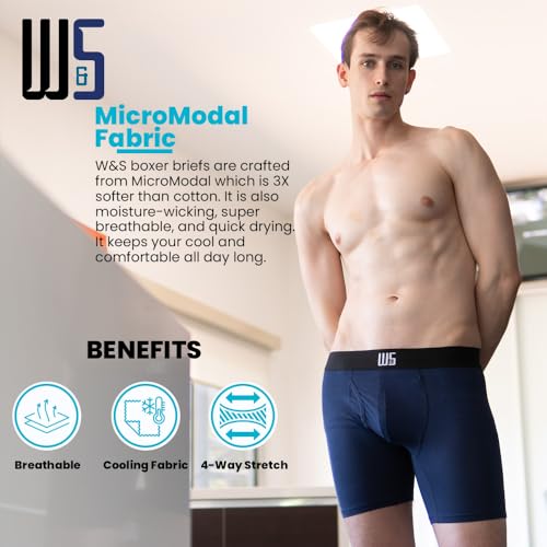 Warriors & Scholars Chafe Safe Pouch Modal Boxer Briefs For Men Pack, Ultra Soft, Breathable, Buldge Enhancing Mens Underwear4