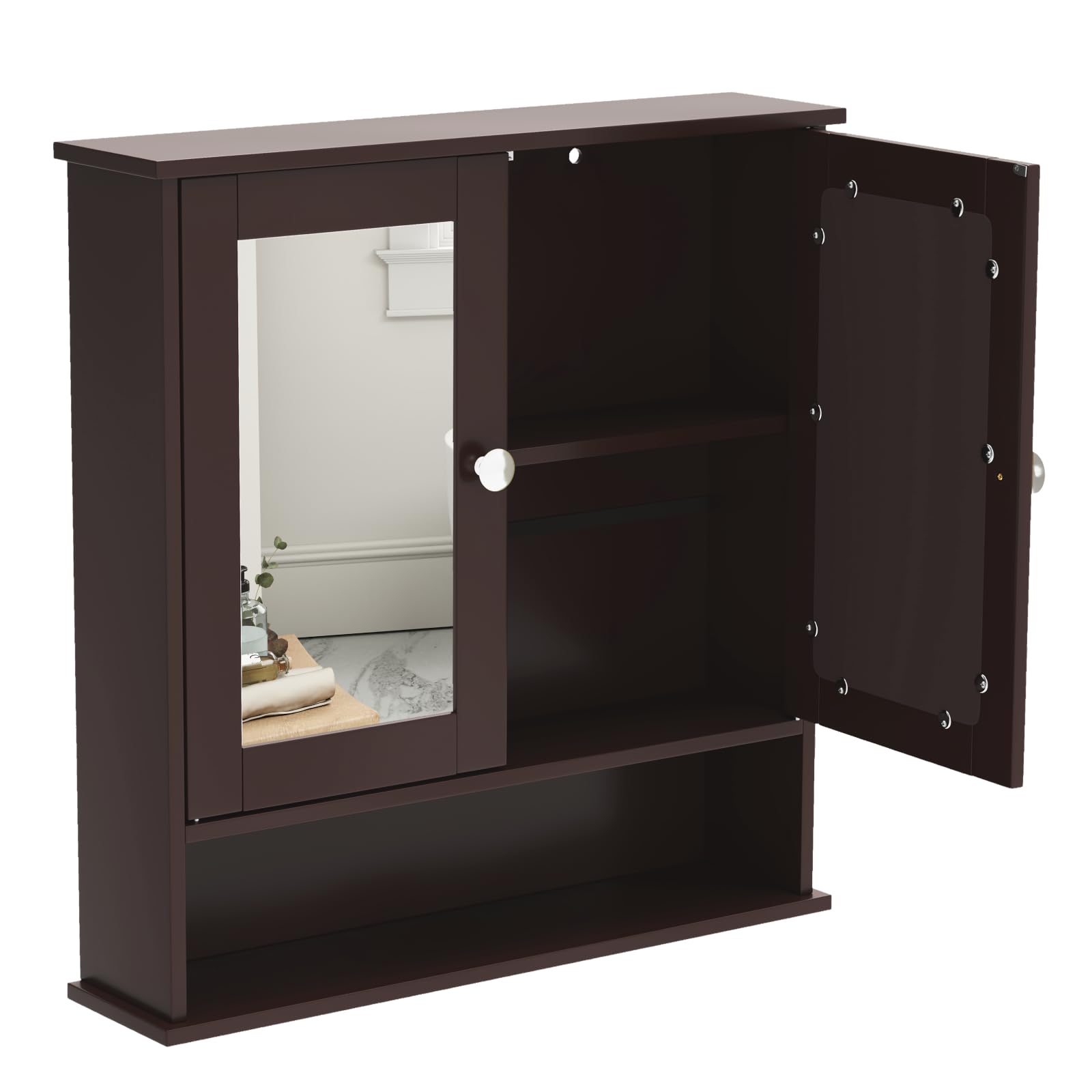 Multigot Bathroom Mirror Cabinet (Brown)