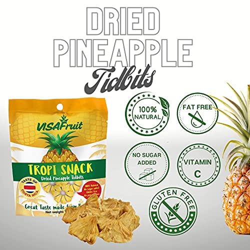 Miniatura 4 de TropiSnack Simply Natural Dry Pineapple Tidbits sin azúcar añadido, sin gluten, sin grasa, vegano, kosher, paquete de 4 unidades de 1.76 onzas cada
