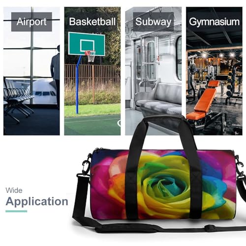 Duffel Bag Rainbow Flower Printed Foldable Gym Bag for Men Women Duffle Bag Lightweight with Inner Pocket for Travel Sports3