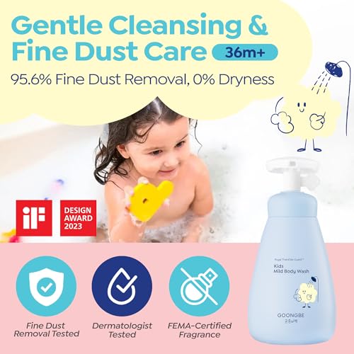Image of GOONGBE Kids' Bath Time Set - Korean Silky Shampoo & Mild Body Wash - Complete Hair & Body Care for Sensitive Skin - Low pH, Silicone-Free Formula - Allergen Free Scent, 10.1 fl.oz each
