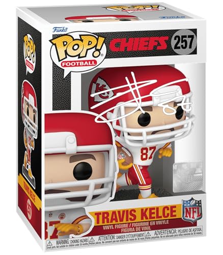 Travis Kelce #257 Facsimile Signed Reprint Laser Autographed Funko POP! Football NFL: Kansas City Chiefs Figurine with Protector Case