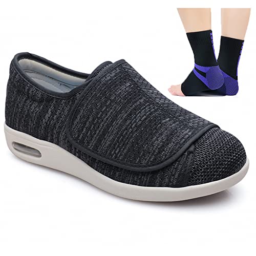 Zapatos Diabeticos para Unisex Ajustable Edema Zapatos Hinchados Hombre Zapatos Ortopédico Transpirables Antideslizantes Calzado Ortopédico Pies Hinchados Zapatos,Black Gray,37.5EU Cover