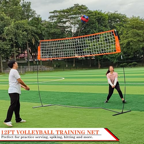 image for Zdgao 12FT Freestanding Volleyball Training Net for Indoor, Outdoor or