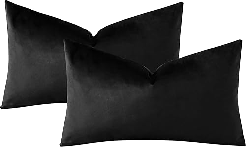 Miniatura 6 de OTOSTAR - Juego de 2 fundas de almohada de terciopelo suaves y decorativas de estampado liso de 16 x 24 pulgadas, fundas de cojín lumbar para sofá,