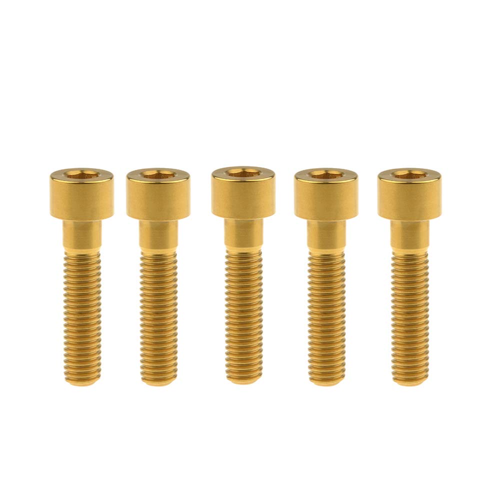 DWAMMEBRS Bolt DIN912 M8x15 20 25 30 35 40 45 50 60 70mm Cap Head Hex Socket Screw Pitch 1.25mm Pack of 5(Gold,M8x35mm)