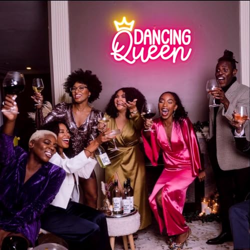 Image of Dancing Queen Neon Sign Let's Dance Dimmable LED Signs for Wall Decor Neon Lights for Dance Room Dancing Party Bar Club Birthday Party Decoration Gift for Girl Kid Lover 35CM*21CM