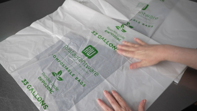 Image of Restaurantware Clear Plastic Trash Bags 100 Count 45 Gallon Plastic Garbage Bags Leak-Resistant Tear-Resistant Liner Heavy Duty Clear