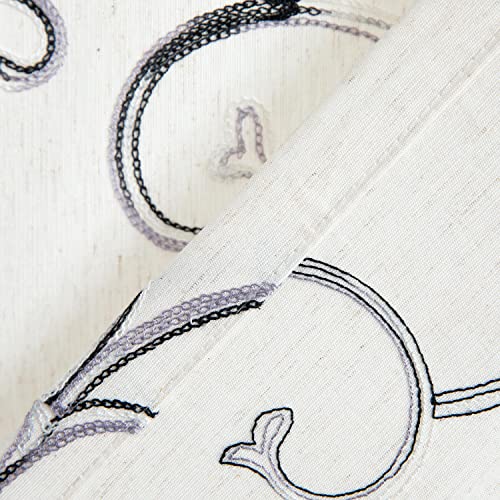 Image of VOGOL French Door Curtains, Vines Embroidery Privacy Window Panels for Farmhouse Glass Door, 1 Panel 25 x 40 Inches Sidelight Doorway Curtain, Grey on Beige