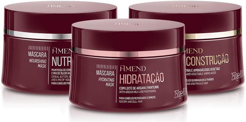 Kit Cronogama Capilar Amend 3 Máscaras Reconstrução + Hidratação + Nutrição 250g
