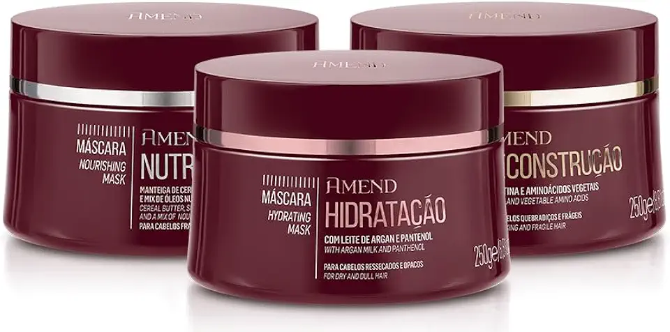 Kit Cronogama Capilar Amend 3 Máscaras Reconstrução + Hidratação + Nutrição 250g
