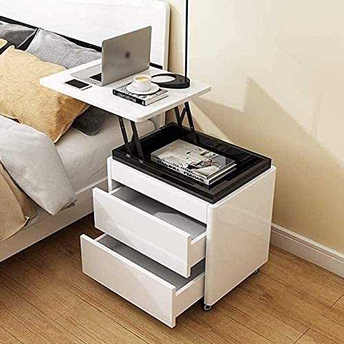 Table de chevet pour ordinateur blanche à plateau relevable contre le mal de dos