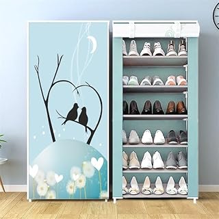 CMerchants Love Bird 6-Shelf Shoe Rack with Zip Door Cover | Dustproof Storage Organizer for Up to 18 Pairs of Shoes | Fol Price In India