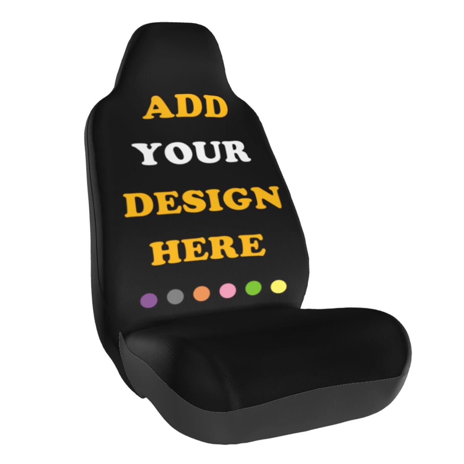 HSPOILDOGED Custom Car Seat Covers for Front Seats Add Your Image Text Logo Personalized Seat Protector Case Customize Elastic Universal Auto Interior