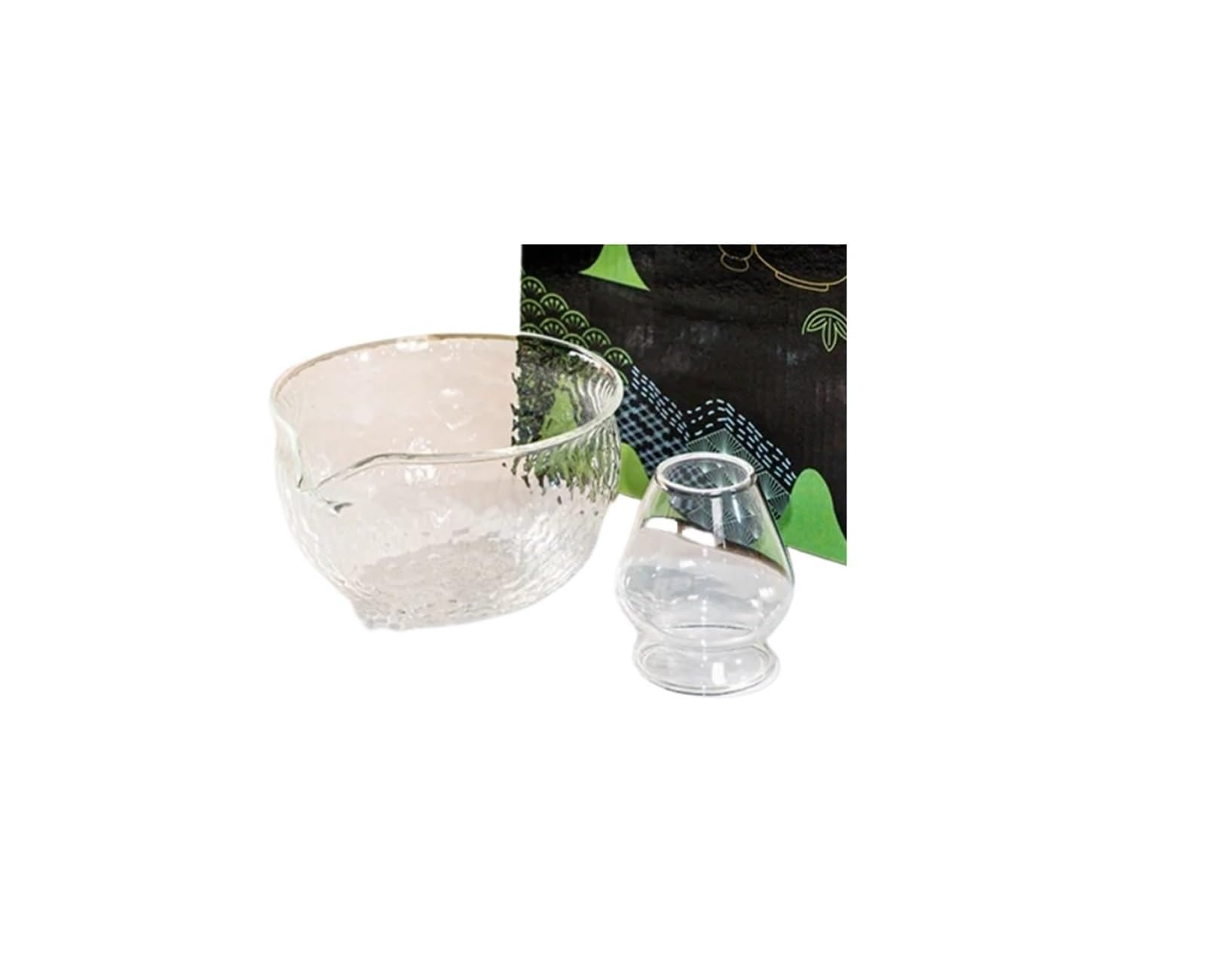 Cuenco de vidrio Matcha con pico vertedor, Kit fabricación reutilizable, amantes los tazones té texturizados(White-B(2pcs))