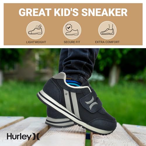 Hurley Kid's Knox Walking Sneakers - Kid's Runner Shoes with Hook & Loop Closure for Easy Wear, Lightweight Running & Walking Shoes for Boys & Girls, Toddler Kid's Sneaker Shoes3