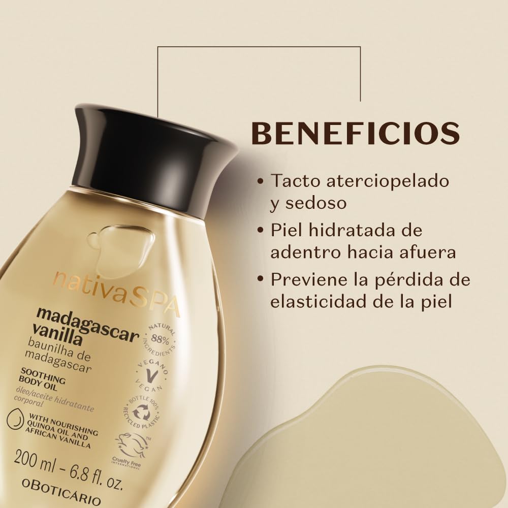 O Boticário Native SPA Waniliowy Olejek | 3 x Nawilżający Perfumowany Olejek Do Ciała I Wegański Balsam Do Ciała I 3 x 200 ml