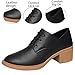Women's Leather Lace-Up Chunky Heel Oxfords Fashion Comfort Slip On Block Heel Dress Shoes for Business Work Office (Beige,6)