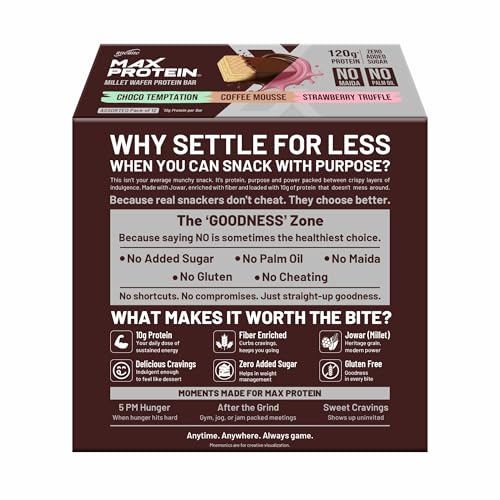 Image of RiteBite Max Protein Wafer Bars with Millets, All Flavors (Pack of 24), 10g Protein, No Maida, No Palm Oil, Zero Added Sugar, Healthy Wafer Snack, 480g