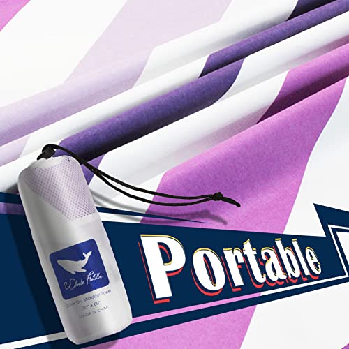 Whale Flotilla Large Quick Dry Beach Towel (30"X60"), Microfiber Sand Free Beach Towels For Kids And Adults, Super Absorbent Compact Pool Travel Towel, Purple #TOP1