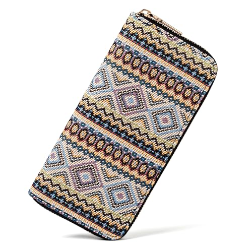 Boho Western Wallet for Women Canvas Ladies Girls Slim Purse Credit Card Holder (Bohemian Style)2