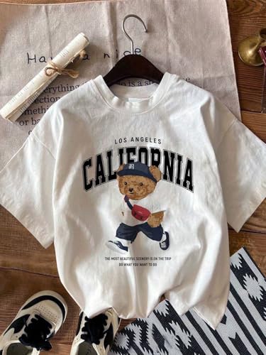 Image of Jawdrobe Cotton Blend Oversized Fit Half Sleeve Printed Round Neck T-Shirt for Women | Aesthetic Summer Wear